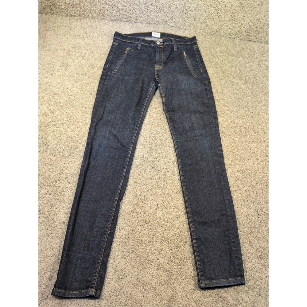 Hudson Skinny Jeans Womens 29 Dark Indigo Blue Zipper Pockets Made in USA